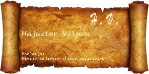 Hajszter Vilmos névjegykártya